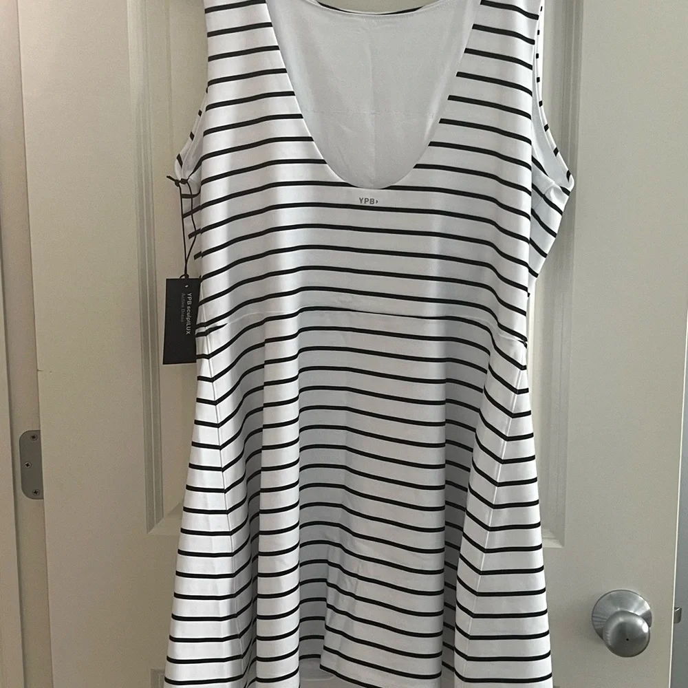 NWT Abercrombie & Fitch YPB SculptLUX Slash Mini Dress XXL Striped - Picture 9 of 11